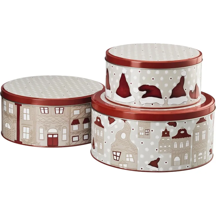 Hutschenreuther 02426-725842-05583 Little Christmastown Häuser Set 3 Plätzchendosen 