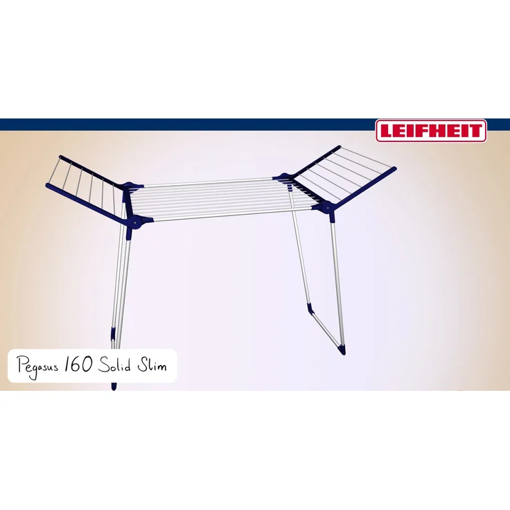 Leifheit Standtrockner Pegasus 160 Solid Slim, Wäscheständer mit Flügeln für lange Wäschestücke, 16m Trockenlänge für 1-2 Wäscheladungen, besonders schmaler Flügelwäschetrockner passt durch enge Türen, energiesparend – Bild 4