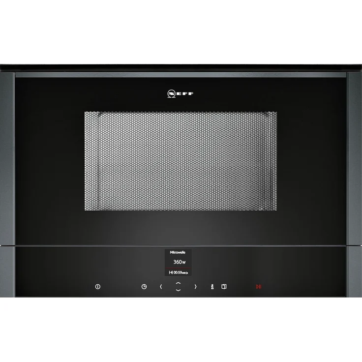 Neff C17WR00G0 Einbau-Mikrowelle, 900 Watt, 21 Liter Garraum, Edelstahl, graphit, für 60 cm Oberschrank, Türanschlag links – Bild 1