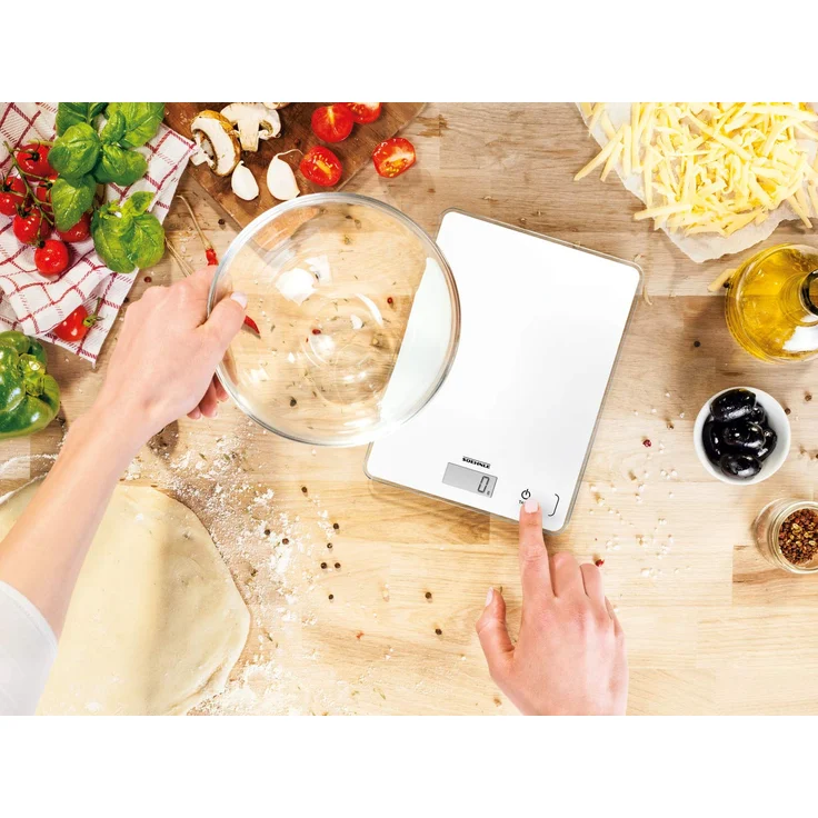 Soehnle Page Compact 300 digitale Küchenwaage bis zu 5 kg Tragkraft, Weiß, Küchenwaage mit leicht ablesbarer LCD-Anzeige, Digitalwaage mit Zuwiegefunktion – Bild 5
