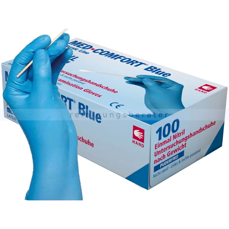 Nitrilhandschuhe Ampri Med Comfort blue XS 100 Stück-Box Gr. 6, puderfrei, untsterile Nitrilhandschuhe, 100 Stück-Box