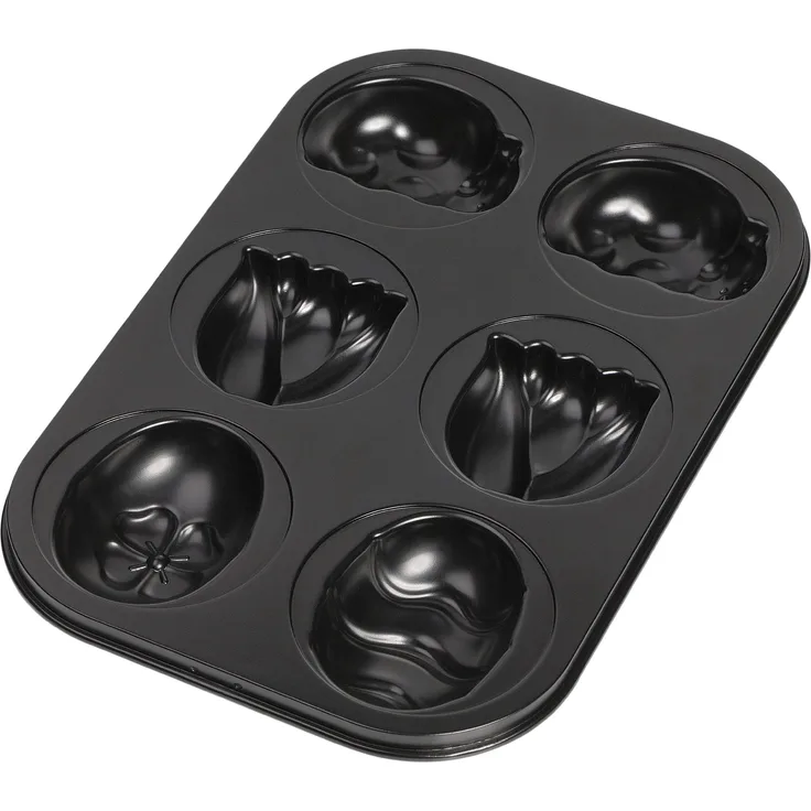 Kaiser 6er Muffinform Ostern, Motivbackform, 3 verschiedene Motive - Tulpe, Marienkäfer, Osterei, antihaftbeschichtet, 36 x 25 x3 cm