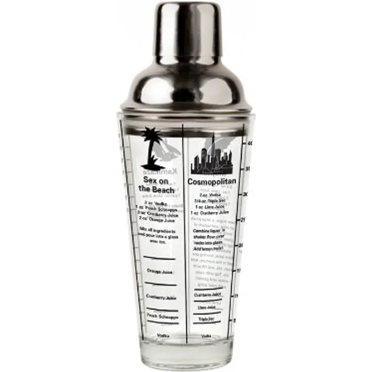 Kikkerland BA22 Cocktailshaker, glas, transparent-silber