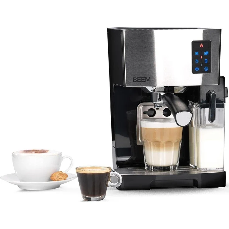 BEEM CLASSICO Espresso-Siebträgermaschine - 19 bar, Silber, Integrierter Milchtank und Dampfdüse, Abnehmbarer Wassertank, 1.450 W – Bild 2