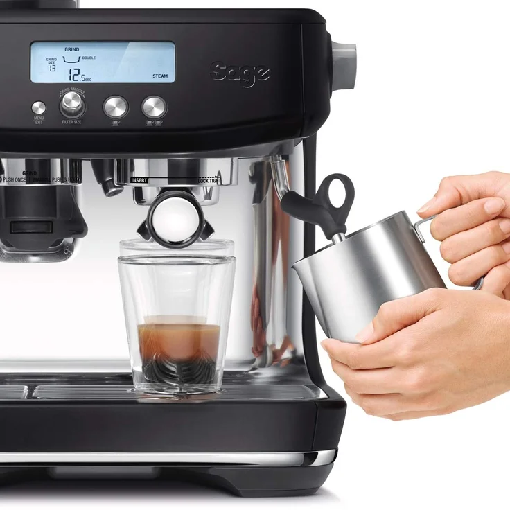 Sage SES878 the Barista Pro mit 3 Sekunden Aufheizzeit und integriertem Mahlwerk, 15 Bar, trüffelschwarz – Bild 4