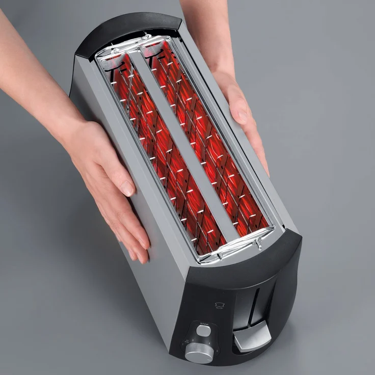Cloer 3710 Langschlitztoaster für 4 Toastscheiben - 1380 W - integrierter Brötchenaufsatz - Nachhebevorrichtung - Krümelschublade - mattiertes wärmeisoliertes Metallgehäuse – Bild 3
