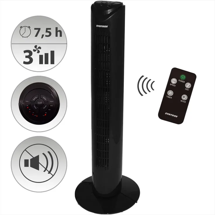 Syntrox Turmventilator Helge mit Fernbedienung Schwarz