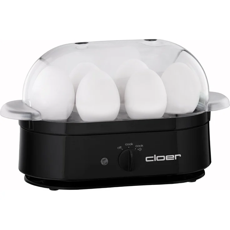 Cloer 6080 Eierkocher mit akustischer Fertigmeldung, 350 W, Schwarz – Bild 1