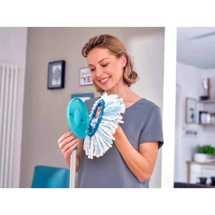 Leifheit Set Clean Twist Disc Mop Ergo 2.0 Wischmop-Set mit Eimer, Bodenwischer mit Mikrofaser Bezug, für Fliesen & Laminat, mit Click-System & Schleudertechnologie (52101) – Bild 4