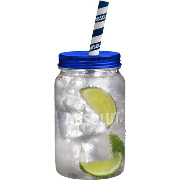 ABSOLUT Jar, Einmachglas, Moonshineglas, Schnapsglas, Glas, Kunststoff, Transparent, Blau, 500 ml, 90238100