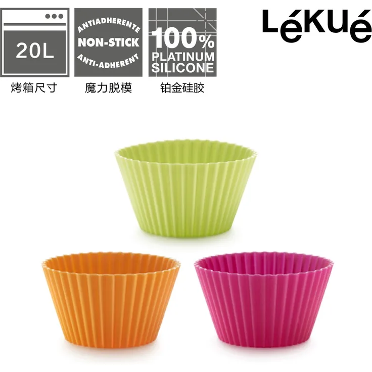 Lékué Base magdalenas 6 surtido Muffin-Backform 6er-Set bunt, Silikon, 10x10x8 cm, 6-Einheiten