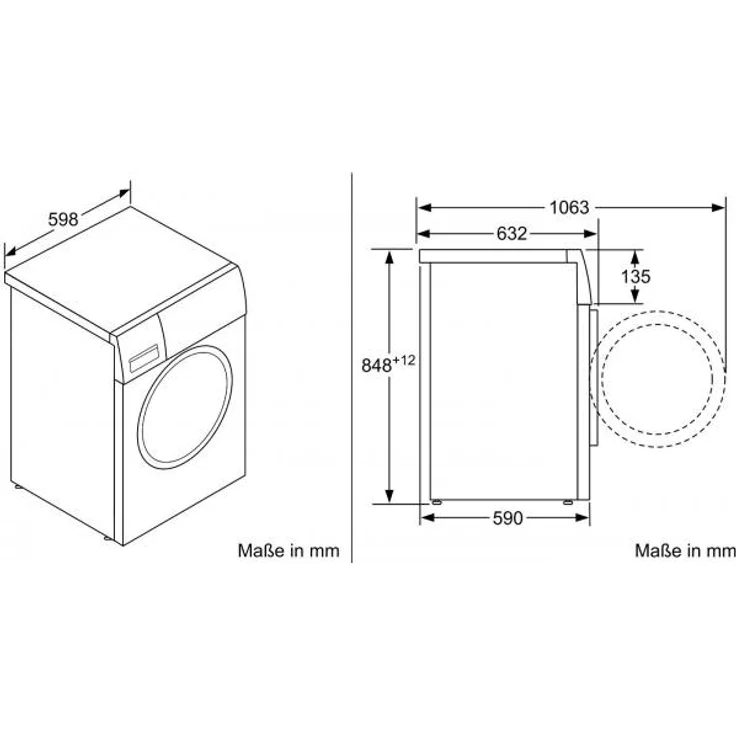 Siemens WM14NK20, Frontlader-Waschmaschine, C, Fassungsvermögen 8 kg, Standgerät, Breite 59,8 cm, Anzahl Programme: 12, Schaumerkennung – Bild 5