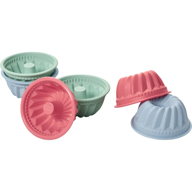Lurch FlexiForm Mini Gugelhupf 6-er Set, Ø 7cm, Höhe 3.5 cm, Silikon, mehrfarbig, 8 x 8 x 8.2 cm