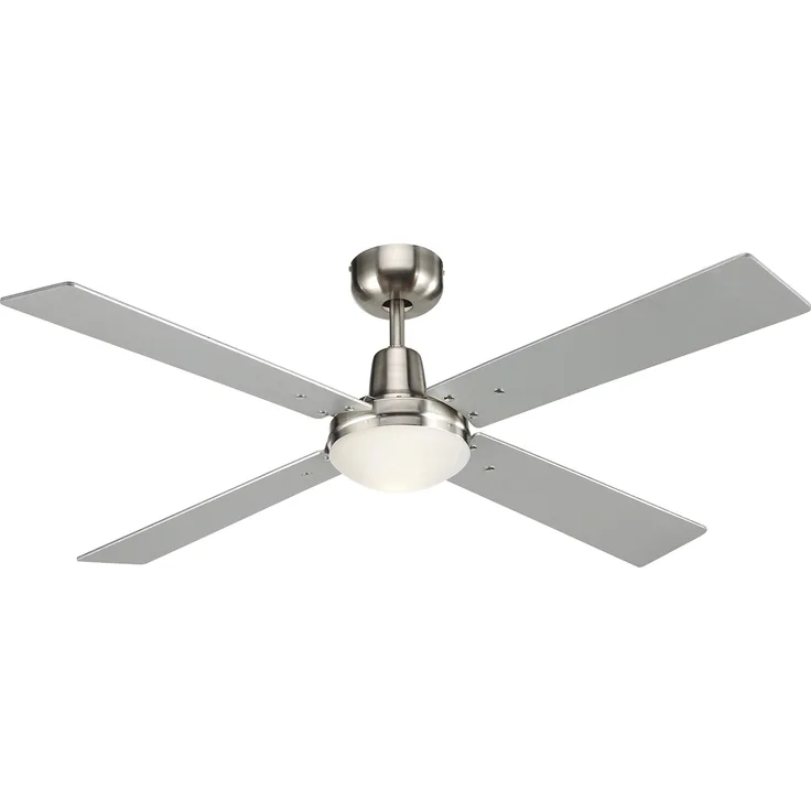 Lucci Air Quest II Deckenventilator mit Licht und Fernbedienung, 65 W, chrom gebürstet, 122 cm Durchmesser