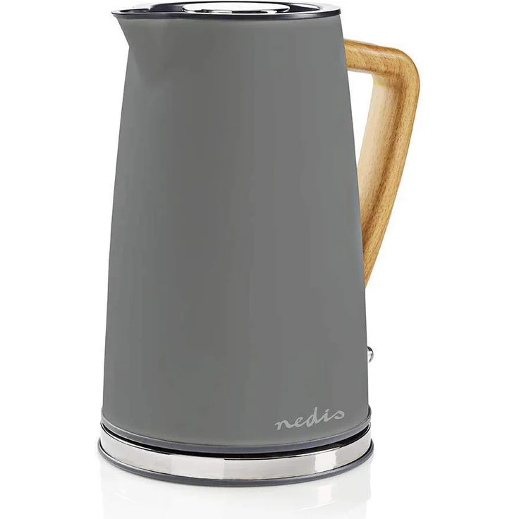 Nedis KAWK510EGY Wasserkocher, 1,7 l, 1850 - 2200 W, Soft-Touch, Trockengehschutz, Selbstabschaltung, Verdeckte Heizelement, Strix-Controller, Wasserstandsanzeige, Antikalk-Filter, grau – Bild 4