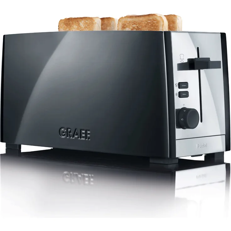 TO 102 4-Scheiben-Toaster 1380W Brötchenaufsatz (Schwarz)