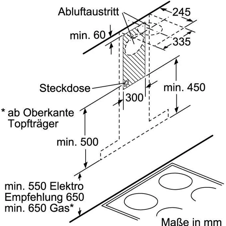 Neff N 70 D95BMP5N0, Motorhaube, Kamin flach, Breite: 89.8 cm, Tiefe: 50 cm, Absaugung und Rückführung (mit zusätzlichem Rückführungsset), rostfreier Edelstahl – Bild 5