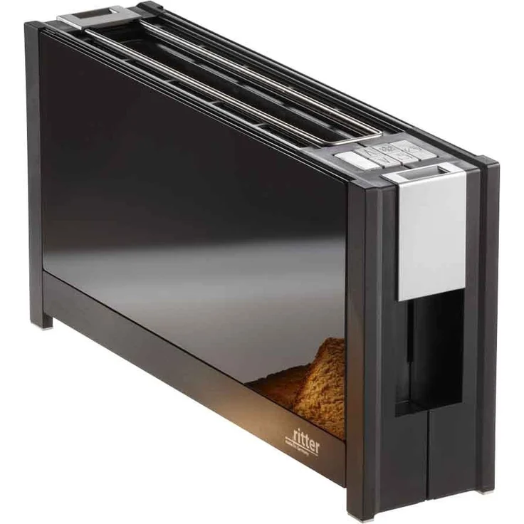 Ritter Toaster volcano 5, Langschlitztoaster mit eleganten Glasfronten, 950W, stufenlose Bräunung, schwarz - Preisvergleich – Bild 1