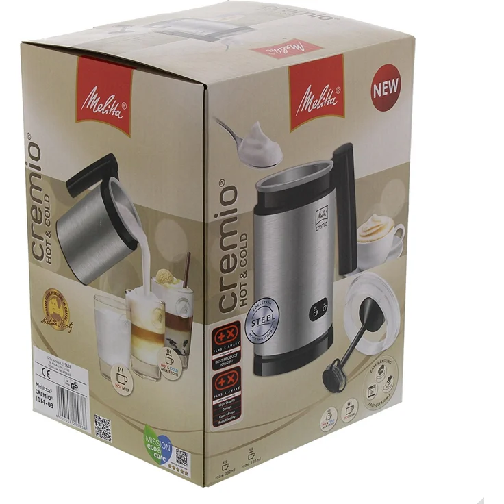 Melitta CREMIO 1014-03 Milchschäumer, 450W, 150ml Milchschaum, für kalte und warme Milch, antihaftbeschichteter Behälter, perfekter, feinporiger Milchschaum, silber – Bild 9