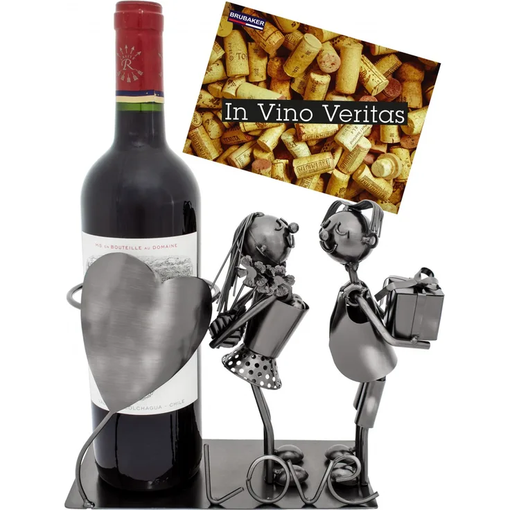 BRUBAKER Flaschenhalter LiebeSpaßr mit Herz - Skulptur Geburtstag aus Metall 