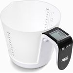 ADE Digitale Messbecherwaage KE 919 Franca. Elektronische Küchenwaage mit abnehmbarem Messbecher zum Wiegen und Messen. Mit Zuwiegefunktion (Tara). Inkl. Batterie. Weiß - Schwarz