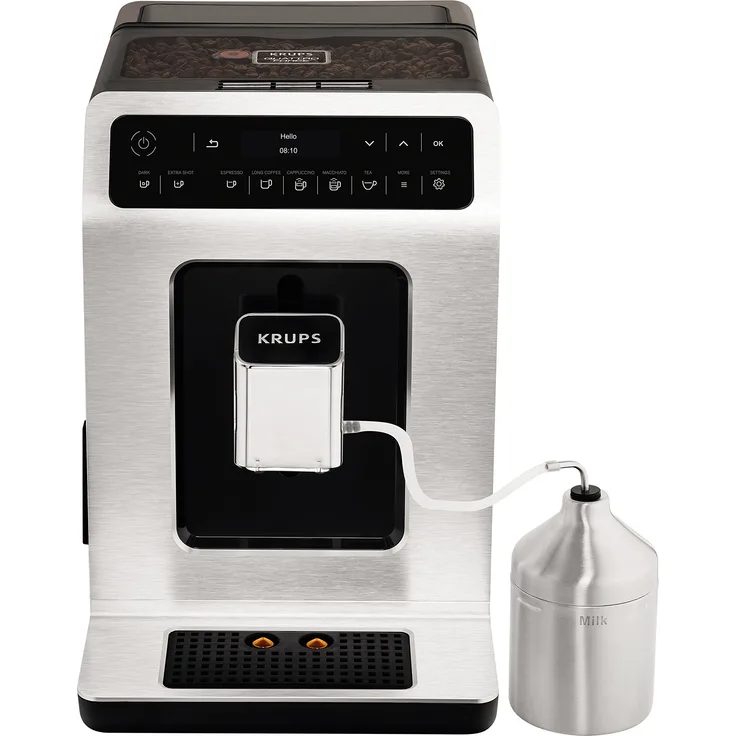 Krups EA891D Evidence Kaffevollautomat, Barista Quattro Force Technologie, 12 Kaffee-Variationen, 3 Tee-Variationen, One-Touch-Cappuccino Funktion metall