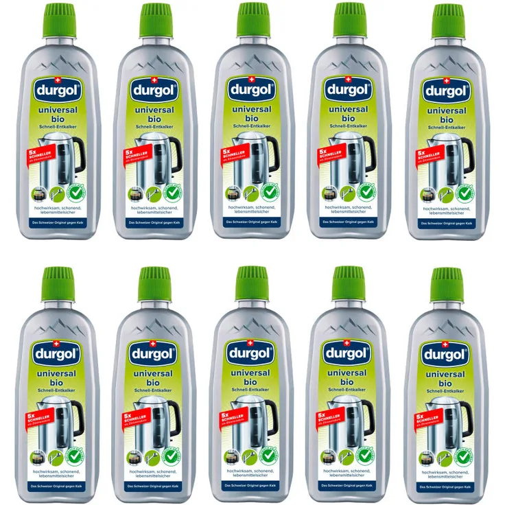 Durgol Universal Bio Schnell-Entkalker Karton, Maschinenentkalker, Kalkentferner, Kalkreiniger, 10x 500 ml, 4-875