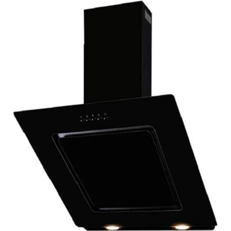 Exquisit KFD 60-2.1, Motorhaube, Kamin abgewinkelt, Breite: 60 cm, Tiefe: 33 cm, Absaugung und Rückführung (mit zusätzlichem Rückführungsset), Schwarz