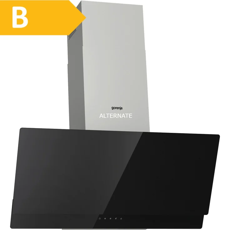 Gorenje WHI949EXBG, Motorhaube, Kamin abgewinkelt, Breite: 90 cm, Tiefe: 33.5 cm, Absaugung und Rückführung (mit zusätzlichem Rückführungsset) – Bild 1