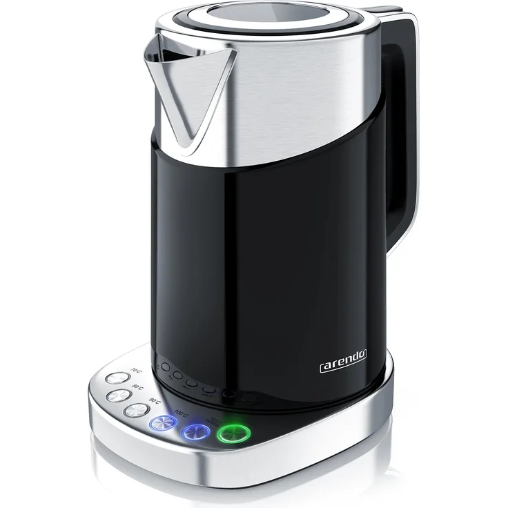 Arendo Turbo Edelstahl Wasserkocher mit Temperatureinstellung 3000 Watt - Digitale Basisstation - 4 wählbare Temperaturstufen inkl. Warmhaltefunktion - 3000W Schnellkoch Teekocher