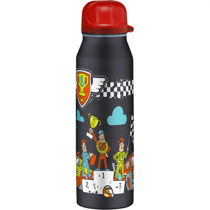 alfi 5337.711.050 Isolier-Trinkflasche isoBottle II, Edelstahl Car Race 0,5 Liter, 12 Stunden heiß, 24 Stunden kalt, BPA-Free