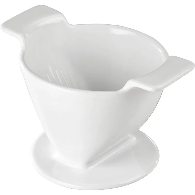 Xavax Porzellan Kaffeefilter in Größe 4 (Pour-Over zum Aufgießen-Aufbrühen, wiederverwendbarer Handfilter für Filtertüten, Kaffee-Filterhalter spülmaschinengeeignet, permanent) weiß