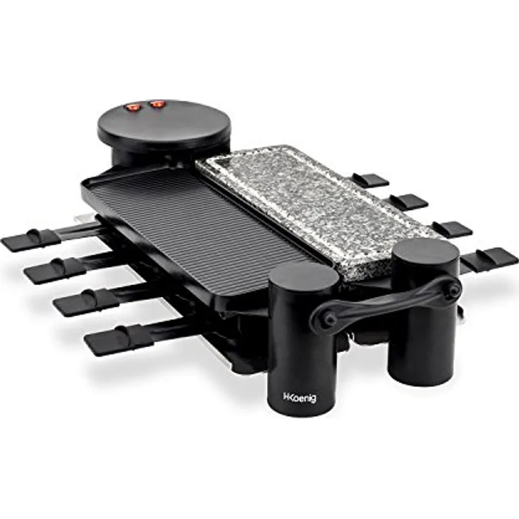 H.Koenig RP360 Raclette - 8 Personen - 4 Funktionen - 360° Drehgelenk - klappbar - 1200 W