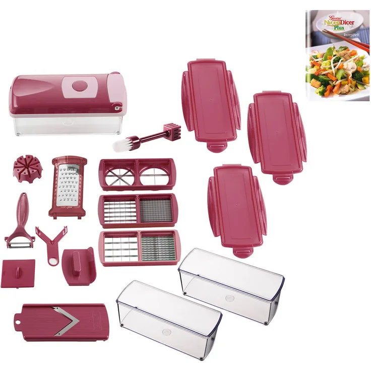 Nicer Dicer Plus 18 Teile dunkelrot