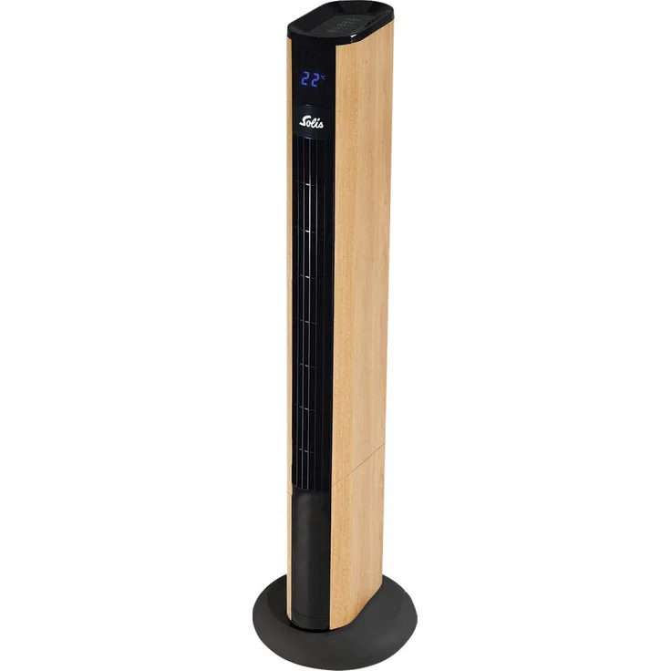 Solis Turmventilator mit Temperaturanzeige und Fernbedienung, Eingebauter Staubfilter, 91 cm Höhe, Easy Breezy Wood Effect (Typ 757), 970.50