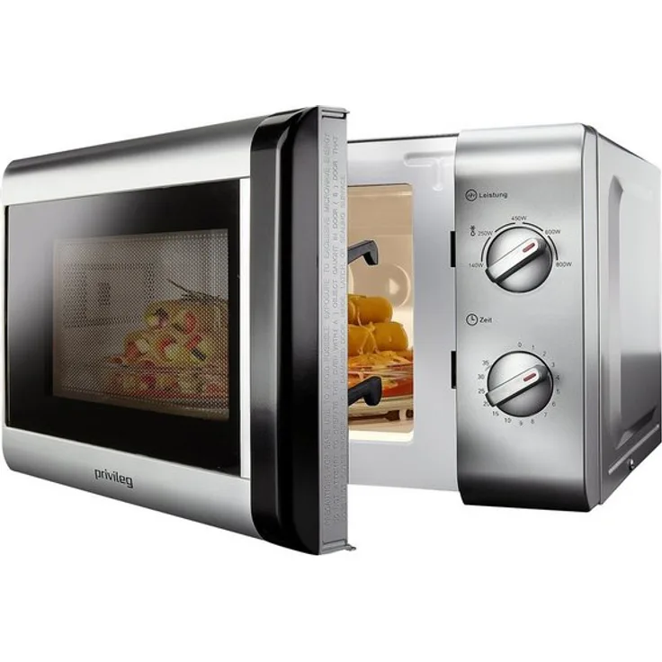 Privileg Mikrowelle 148438, Mikrowelle, 20 l, 800W mit 5 Leistungsstufen, Silber
