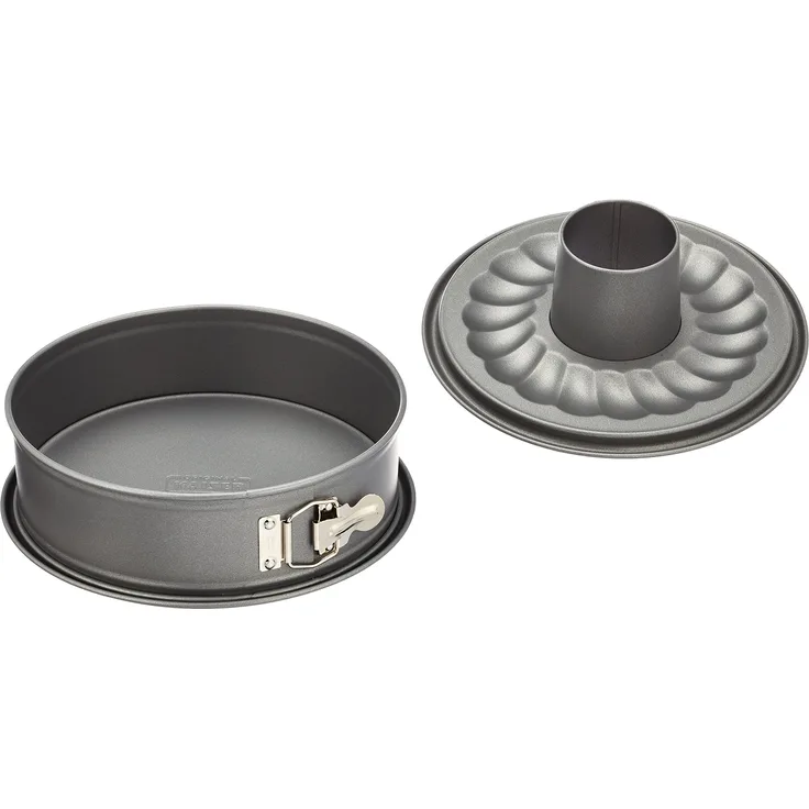 Kaiser La Forme Springform mit Flach- und Rohrboden, 26 cm, 2 Böden, runde Backform, auslaufsicher, antihaftbeschichtet, grau