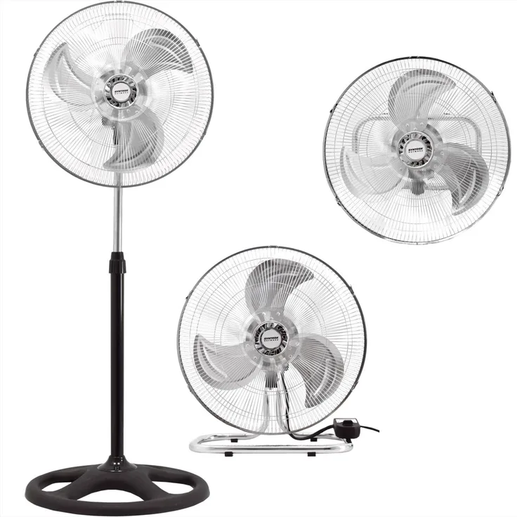 Syntrox Germany VT-70W-BL 3 in 1 Ventilator 18'' Chrom Standventilator + Tischventilator + Wandventilator mit Oszillation Windmaschine Axialventilator Ventilator Lüfter Gebläse