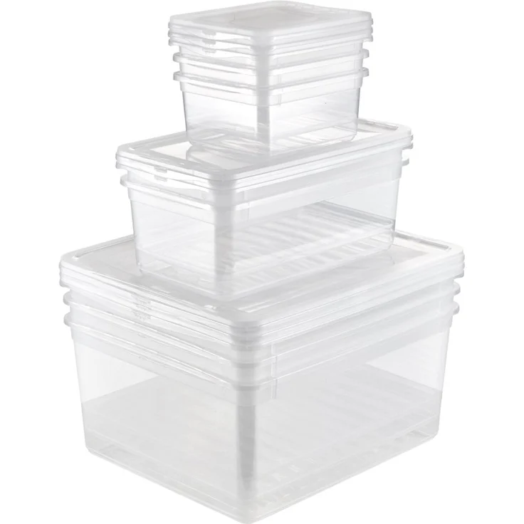 keeeper Aufbewahrungsboxen mit Air Control System, 8-teiliges Set, 3x 1,7 l, 2x 5,6 l, 3x 18 l, Bea, Transparent – Bild 1