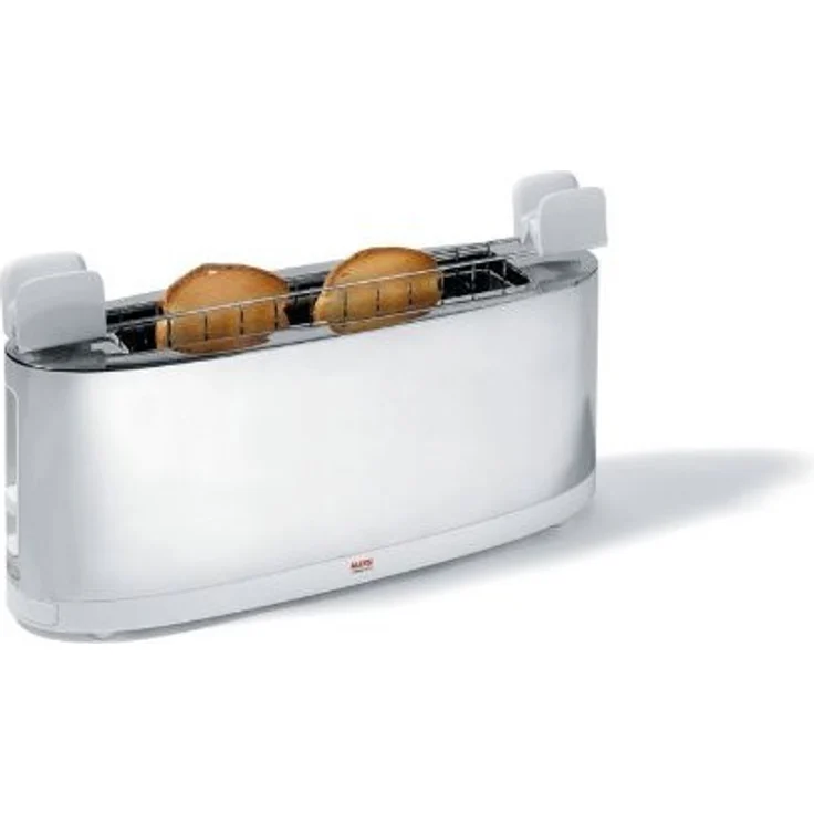 Alessi SG68 W Design Toaster mit Brötchenaufsatz, aus Edelstahl und PC, weiß – Bild 1