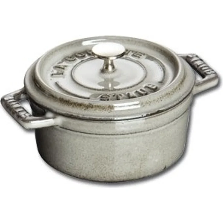 Staub 1101418 Cocotte-Bräter, rund mit Deckel 14 cm, 0,8 L, mit mattschwarzer lierung im Inneren des Topfes, graphitgrau – Bild 1