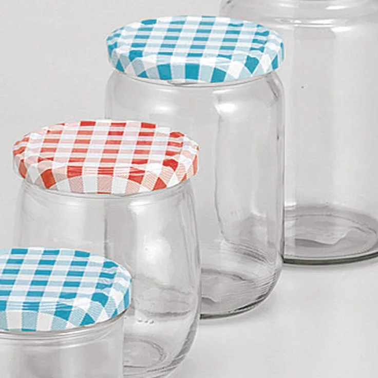 Sturzglas mit wiederverschliessbarem Dreh-Zu-Verschluss Komplett mit Deckel Dekor Karo 540 ml