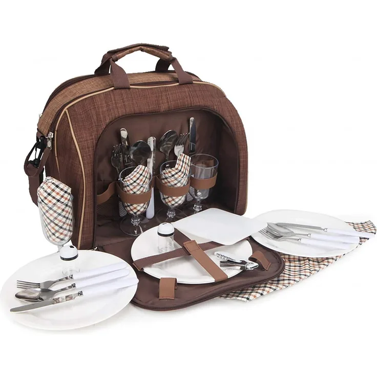 BRUBAKER Picknicktasche für 4 Personen Duffelbag Schultertasche mit Kühlfach