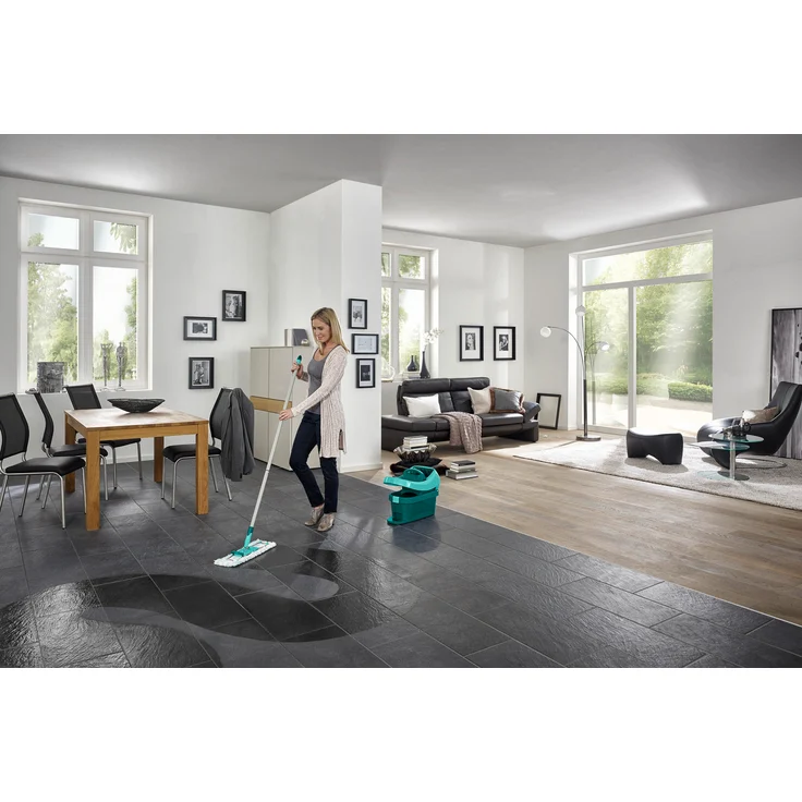 Leifheit Wischtuchpresse Profi XL mit Rollen und Tragegriff, mit Fußbedienung für rückenschonendes Putzen ohne Bücken und saubere Hände, 8 Liter Eimer mit Pressaufsatz, 39 x 29 x 51 cm – Bild 12