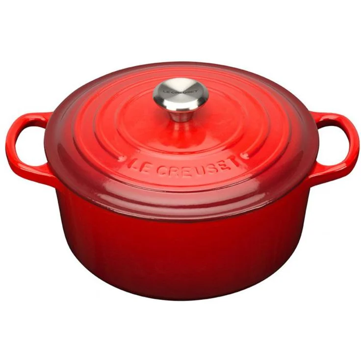 Le Creuset Signature Gusseisen-Bräter mit Deckel, Durchmesser 22 cm, Rund, Für alle Herdarten und Induktion geeignet, Volumen: 3,3 l, Kirschrot – Bild 1
