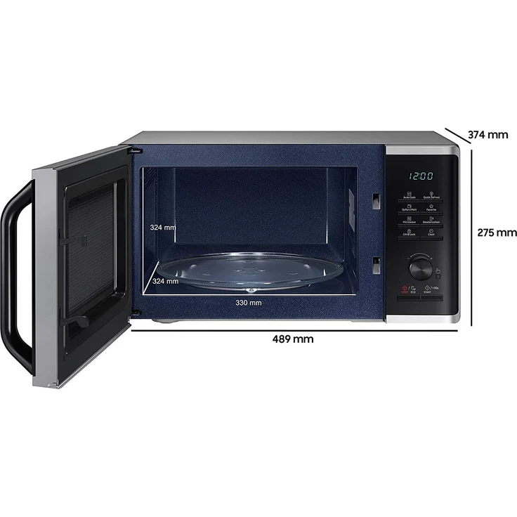 Samsung MW3500K MG2AK3515AS-EG Mikrowelle mit Grill - 800 W - 23 L Garraum - 48,9 cm Breite - Quick Defrost - 27 Automatikprogramme - silber - E-Commerce Verpackung – Bild 2