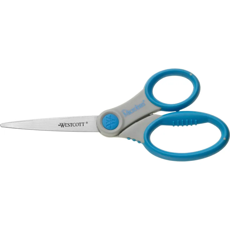 Westcott E-30770 00 Schere Microban Softgrip rostfrei, 18 cm, grau-blau
