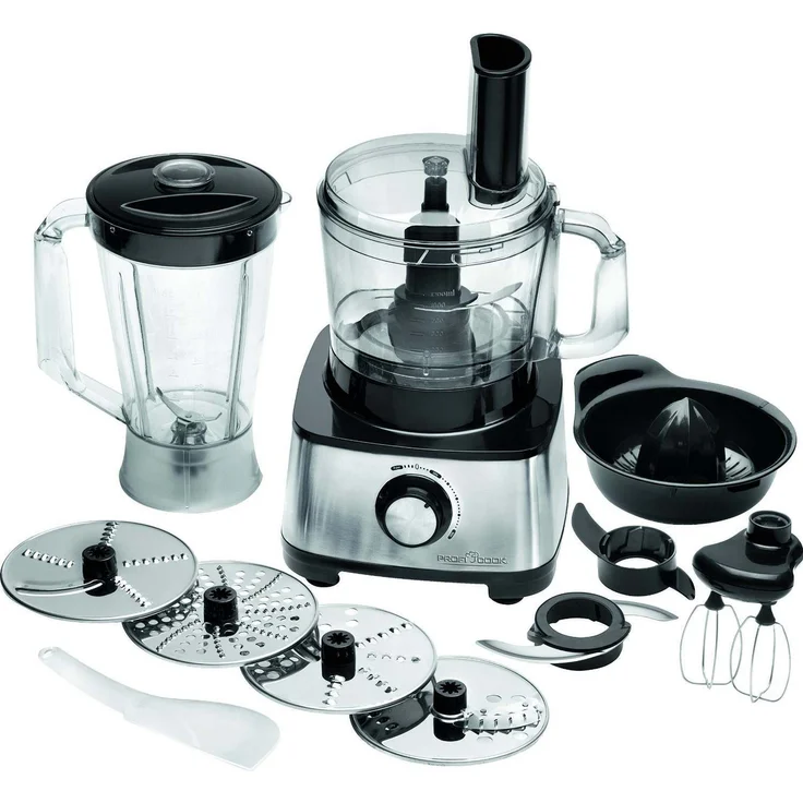 Proficook PC-KM 1063 Foodprozessor mit Direktantrieb, 1200W, 1,2L Schüssel, inkl. Standmixeraufsatz, edelstahl, schwarz – Bild 1