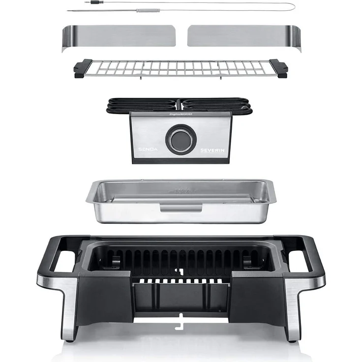 Severin PG 8114 DigitalBOOST Tischgrill mit Windschutz, Edelstahl-Grillrost, 3000 Watt – Bild 3