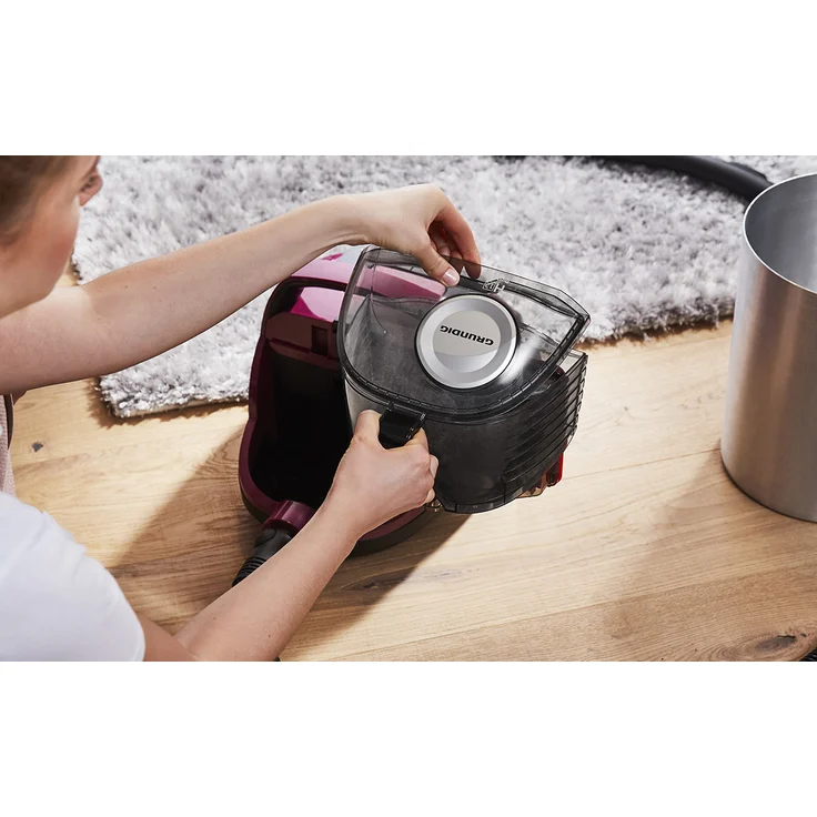Grundig VCC 3870 A Bodenstaubsauger beutellos, 1,8 l, Berry-Schwarz – Bild 4